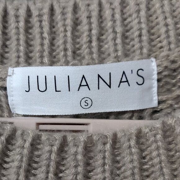 Braided Ribbon Cropped Chunky Cable Knit Sweater Taupe SIZE SMALL - Picture 6 of 7